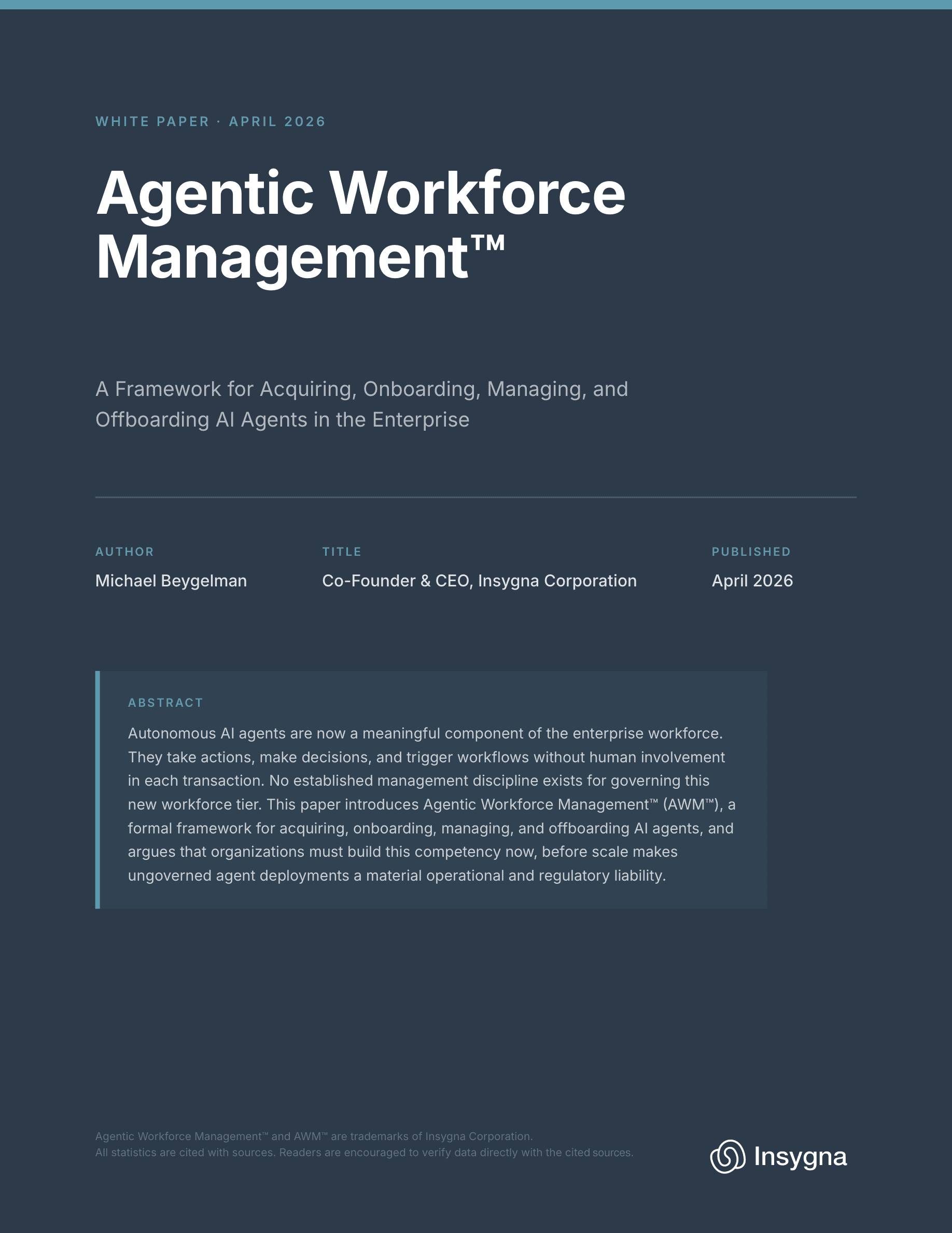 Agentic Workforce Management™ - A Framework for Acquiring, Onboarding, Managing, and Offboarding AI Agents in the Enterprise